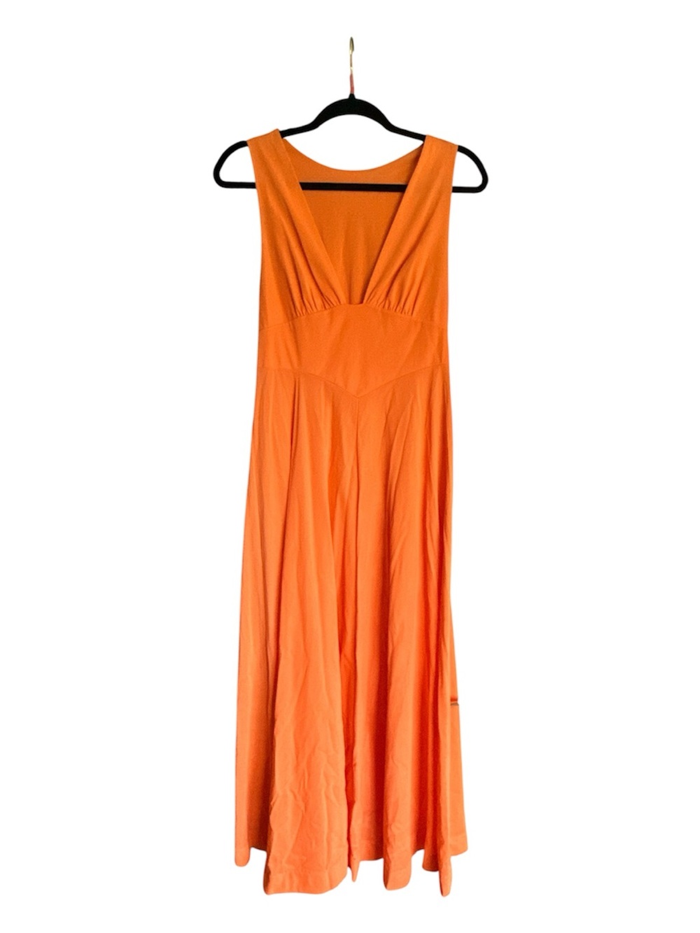 Sears Orange Sleeveless V-Neck Maxi Dress vintage